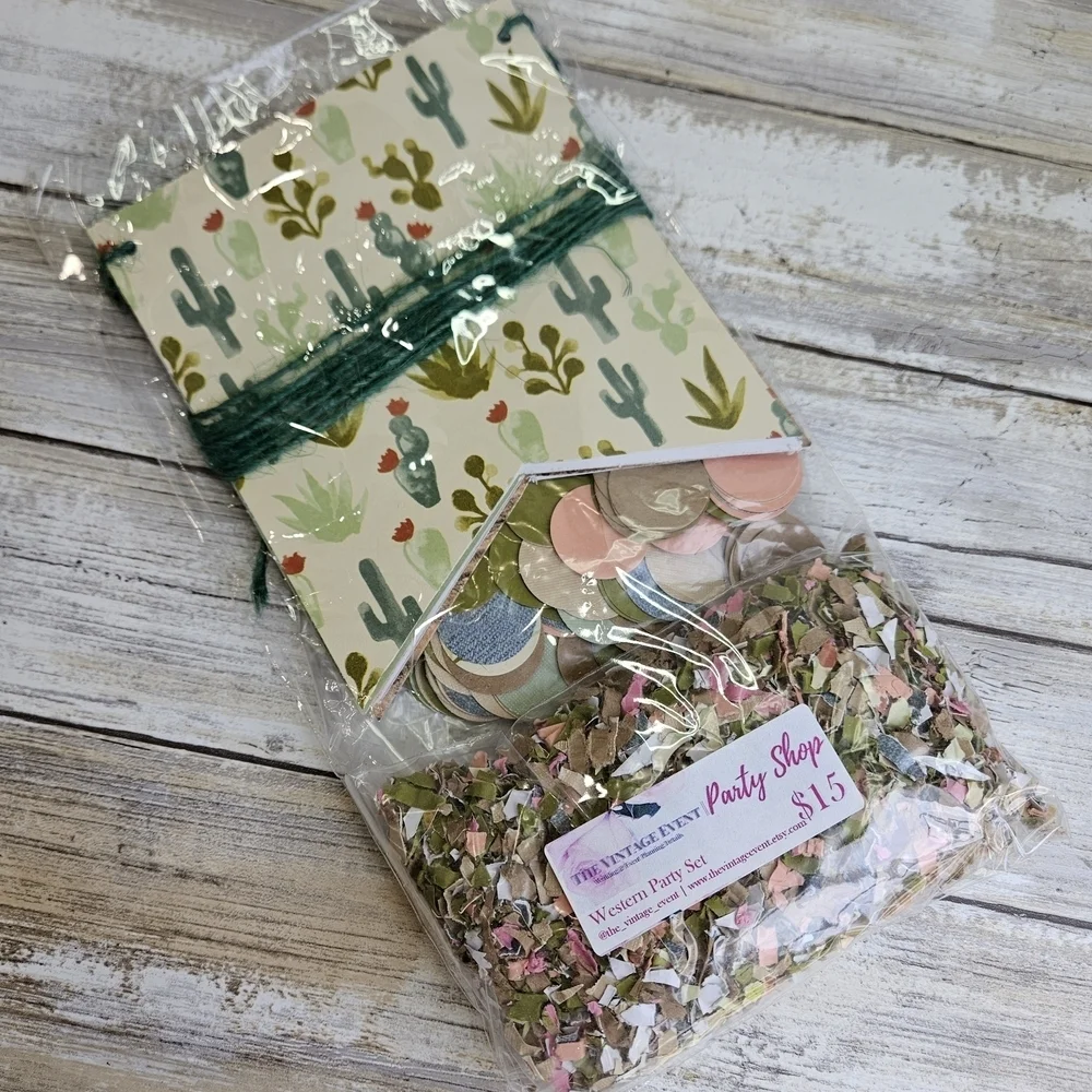 Cactus Party Set with Confetti and Decorations